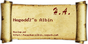 Hegedűs Albin névjegykártya