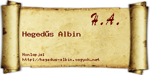 Hegedűs Albin névjegykártya